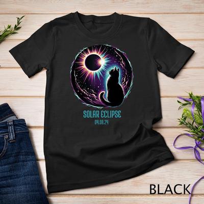 Coole Ansicht Totalität 8. April 2024 Astronomie Katzenliebhaber Sonnenfinsternis Unisex T-Shirt