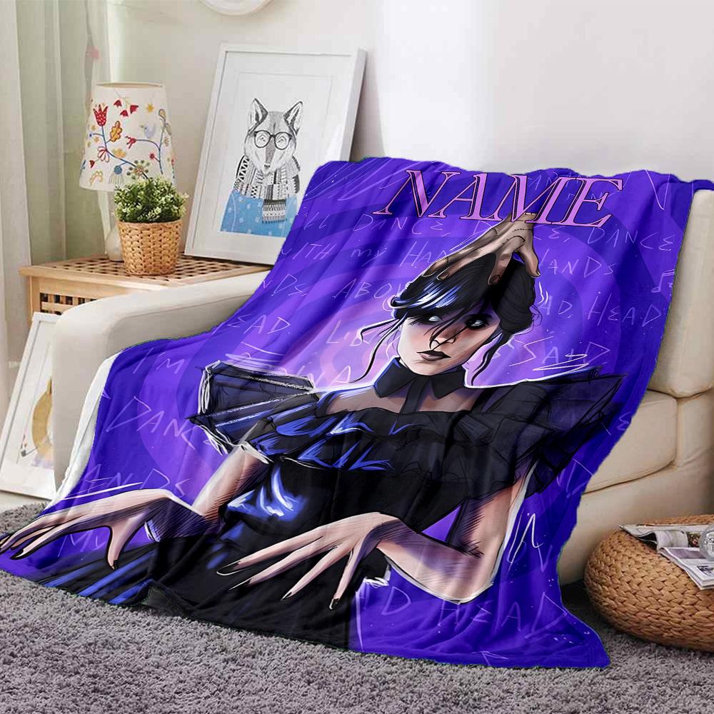 Customiz Name Personality Wednesday Addams Blanket Soft &Warm Sofa Office Bed Travel Lunch Break Blanket, Gift Suitable All Seasons
