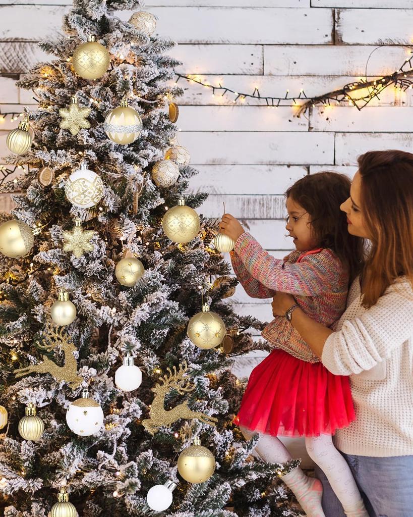 wemitas Christmas Tree 36 6cm x White and Large Nordic 8 14 Pieces Ornaments, Balls, 3cm, Gold, Capacity, Style, Wooden, Varieties,