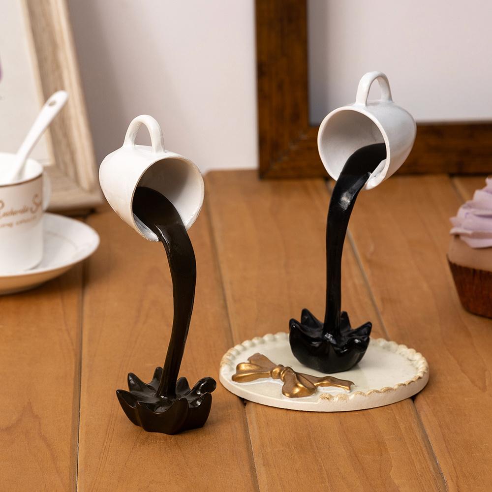 1-Piece Floating Coffee-Shaped Ornament, Creative 3D Hanging Resin Coffee Cup Ornament Suitable for Kitchen Countertops, Home Office Desktop Decoratio