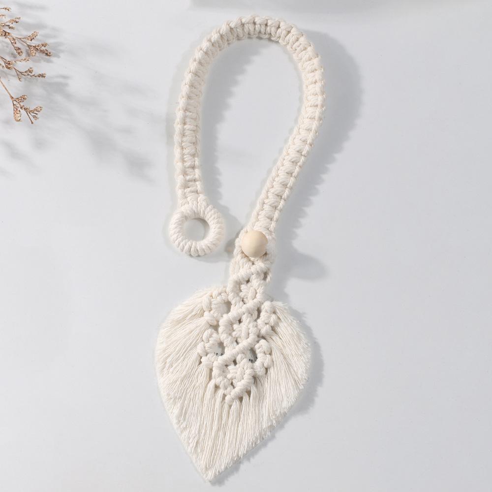 1PC Bohemian Woven Curtain Tie Rope Tie Rope Simple Tassel Leaf Wooden Bead Decoration Curtain Tie Rope Decoration