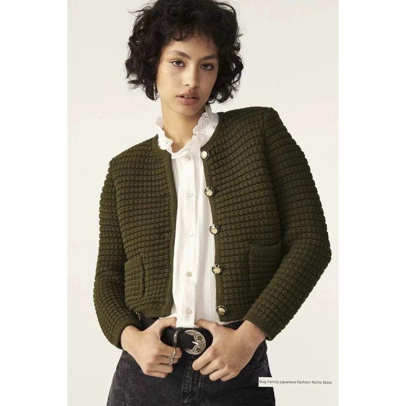 

Classic Style French Versatile Sweaters Cardigan Green 2 yards