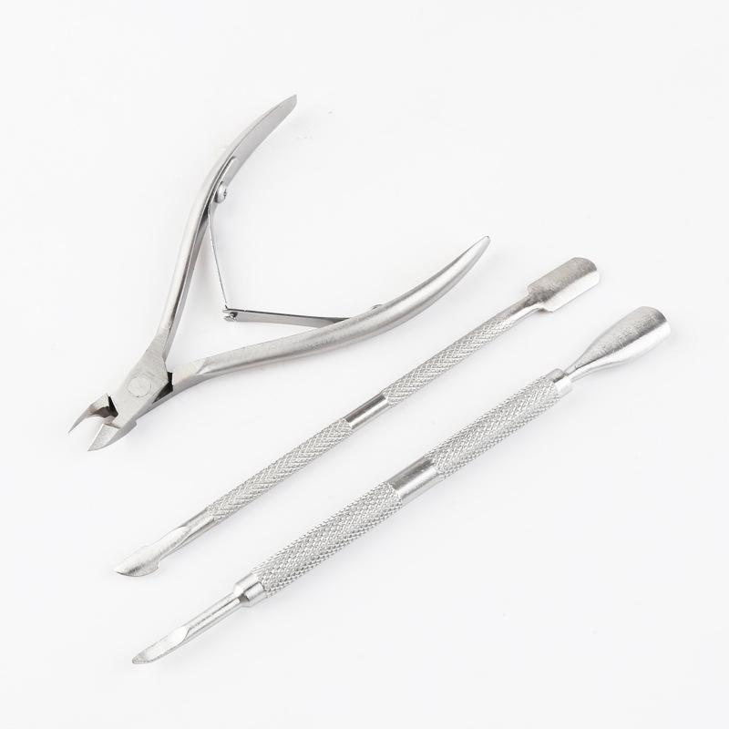 Stainless Steel Cuticle Care 3-Piece Set: Nipper, Pusher, and Fork
