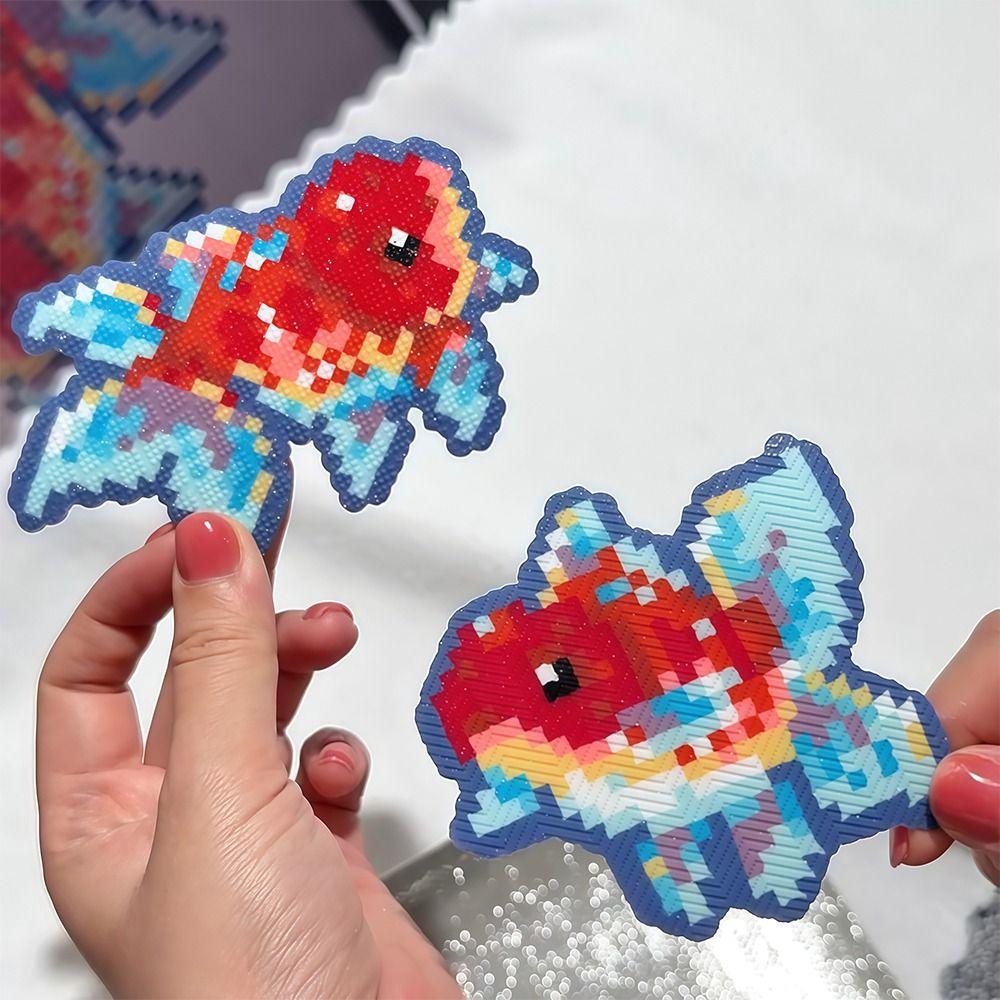 Handmade DIY Fabric Ironing Cloth Non Stick Gradient Beads Fuse Beans Glitter Baking Cloth Reusable Glitter Flower Pattern