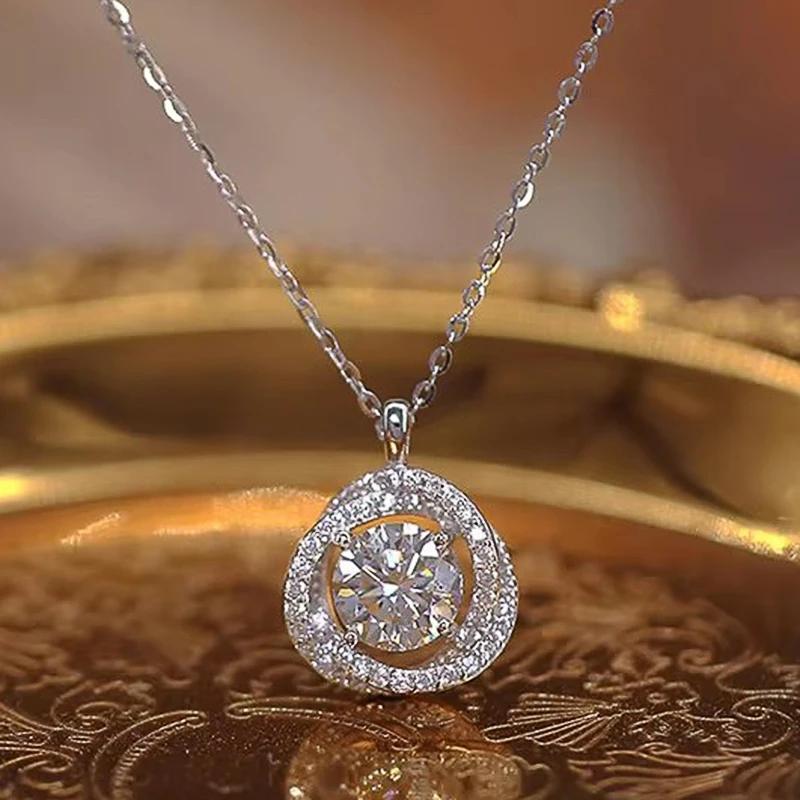 Huitan Graceful Sparkling CZ Pendant Necklace Female Trendy Chic Charming Jewelry for Wedding Band Exquisite Luxury Neck Jewelry