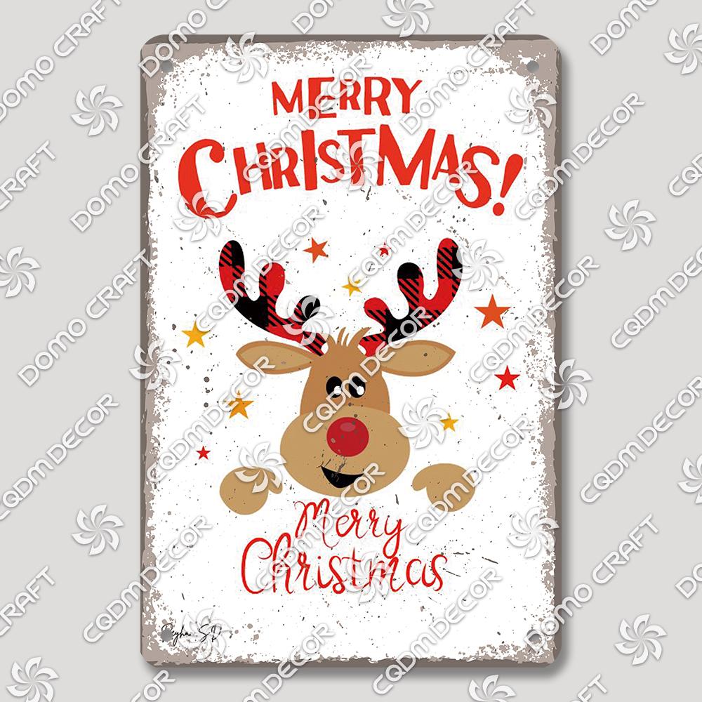 Merry Christmas Hot Cocoa Chocolate Poster Tin Signs Retro Elk Santa Claus Cookies Metal Plate Cafe Kitchen Home Decor Gift