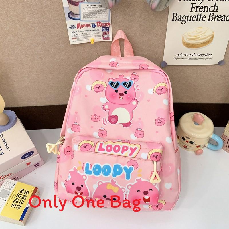 Capybara Letter Pattern Cartoon Kids Backpack With Breathable Material Nylon