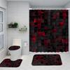 1/4 Brick Wall Shower Curtains, Toilet Seat Decoration, Shower Curtain With Carpet And Toilet Lid, 12 70.8X70.8 Inch Hooks