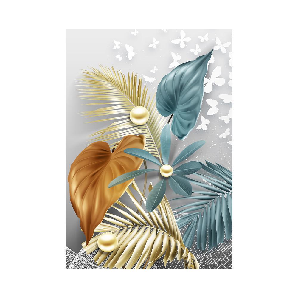 

Современная картина на холсте Золотые листья бабочки без рамы, скандинавские постеры, настенные художественные принты для гостиной, домашний декор, произведения искусства 50x70cm