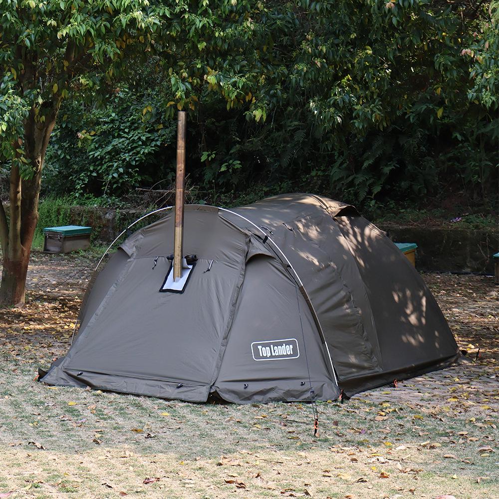 Four-Season Windproof Double Tunnel Tent with Fireproof and Rainproof Features 2-Person