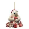 5PCS Cute Polar Bear Hanging Pendants 2D Acrylic Xmas Tree Ornament  for Cars Backpacks