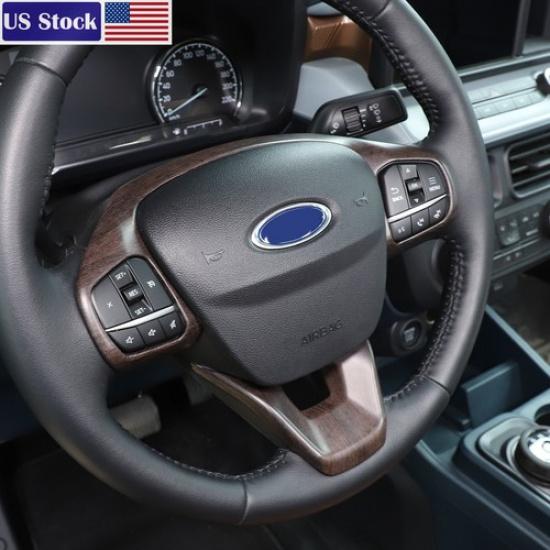 Wood Grain Steering Wheel Trim Cover Frame For FORD Maverick -