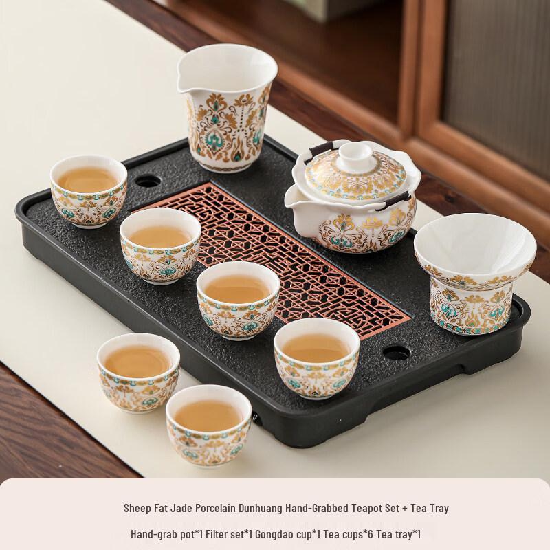 Chaxun Dunhuang Suet Jade White Porcelain Kung Fu Tea Set
