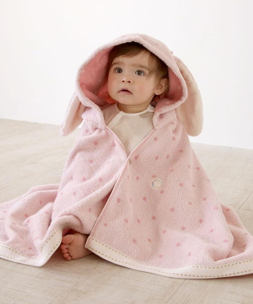 Afternoon Tea Living HY32 Rabbit Hooded Bath Towel, Pink