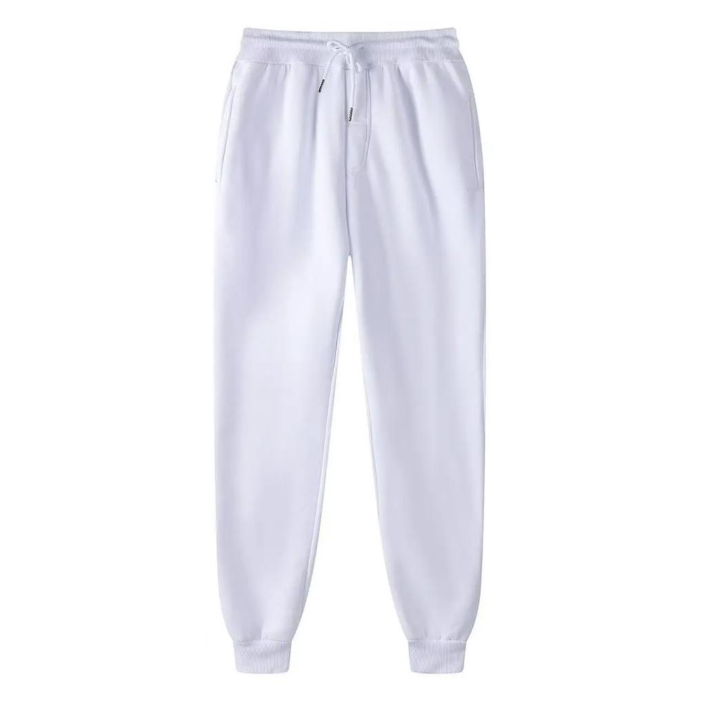 Solid Color Women Pants Pocket Long Men's Sweatpants Sportswear Elastic Waist Casual Baggy Pants Black Grey