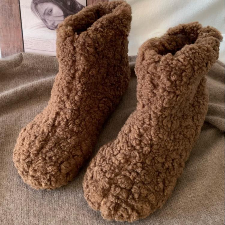 Warm fleece milk fufu~ Korean gentle fairy snow boots winter fleece thickened warm short fluffy shoes boots
