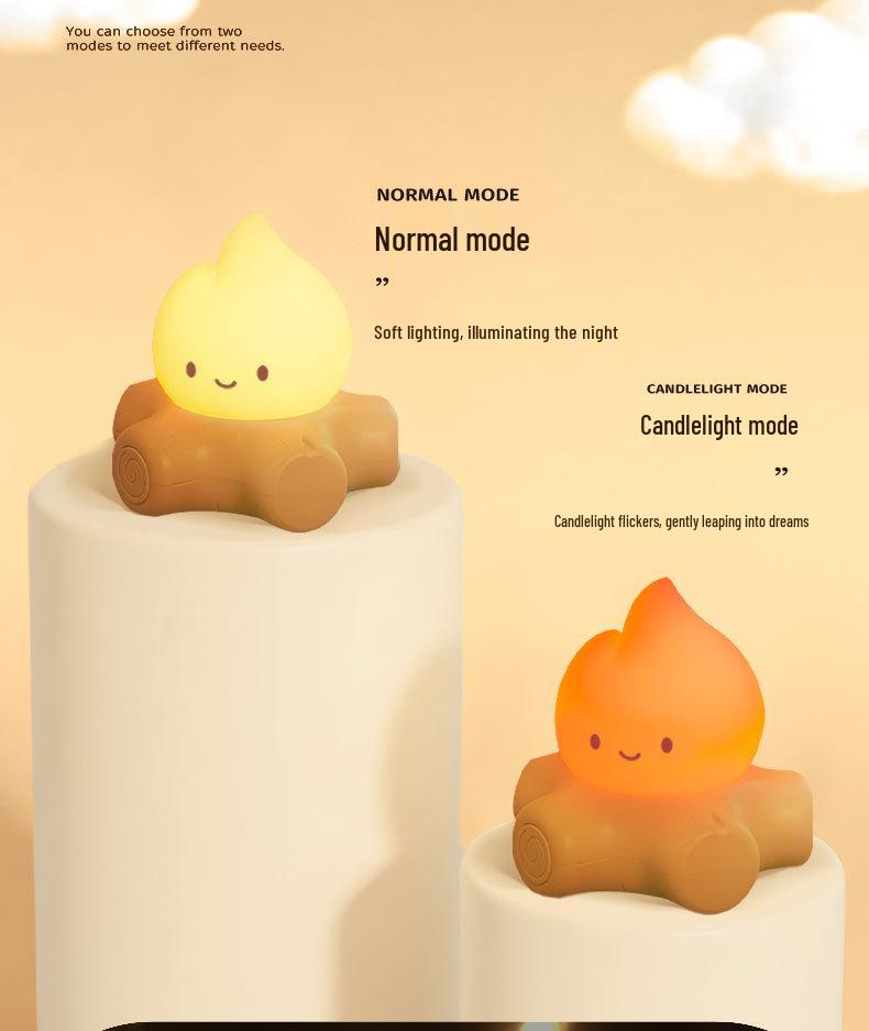 European Style Campfire Night Light: Flame Lamp for Bedroom & Desktop Atmosphere