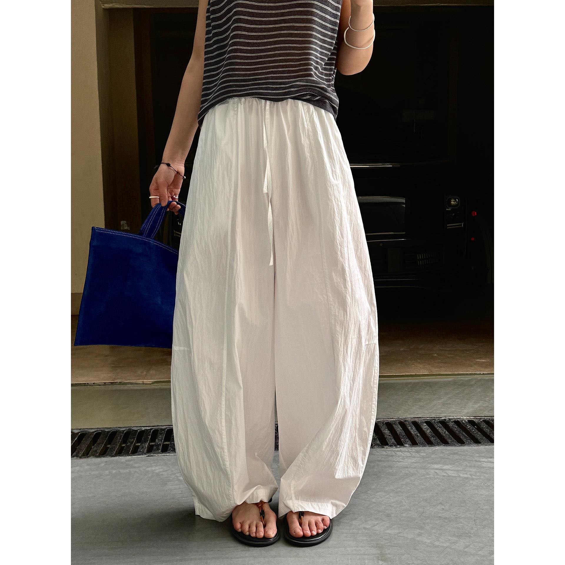 

Johnature Summer Japanese High-waisted Wide-leg Women Pants Loose Breathable Comfortable Trousers L белый
