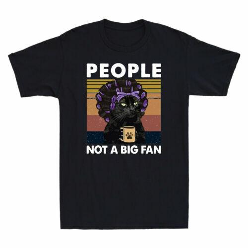 Grandma Black Cat People Not a Big Fan Vintage Men s T-Shirt Cotton Black Tee M