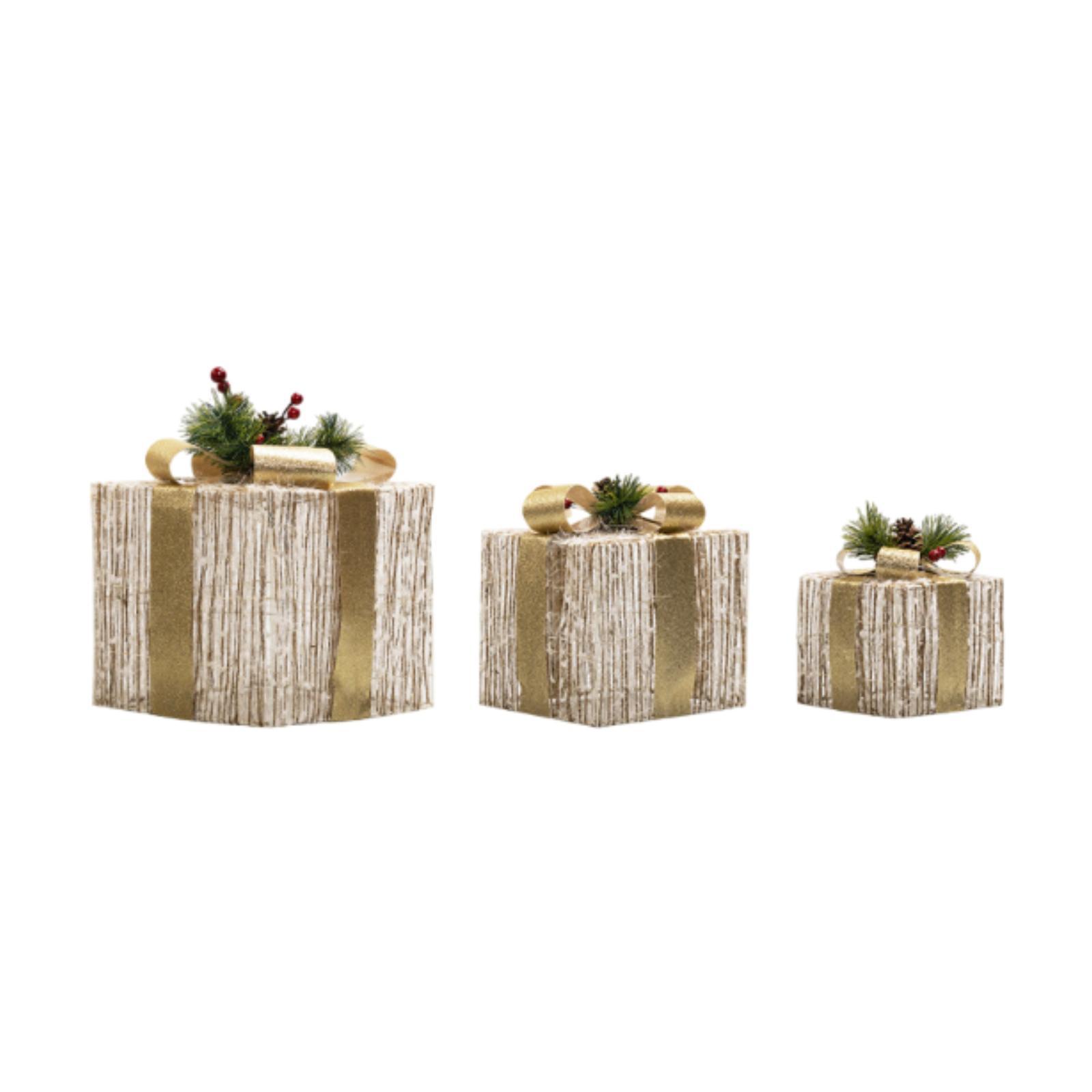 

3 светящиеся рождественские подарочные коробки, праздничные подарочные коробки для использования в помещении и на открытом воздухе, легкие