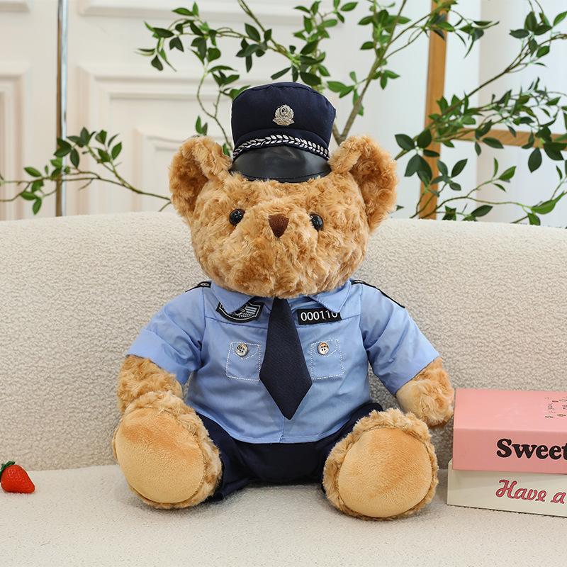 Police Bear Doll Traffic Police Bear Doll Uniform Firefighter Uniform Teddy Bear Plush Toy Bear Doll