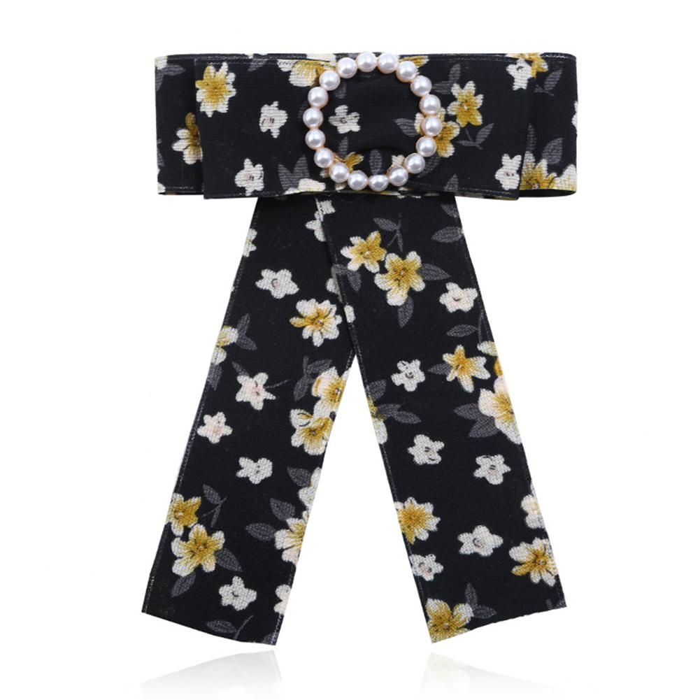 

Women Elegant Brooch Bowknot Rhinestone Printing Corsage Skirt Decoration black #1