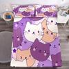 Cute Cartoon Cat Pattern Bed Hat Four-Piece Bedding Set Bedroom Dormitory Bedding Decoration
