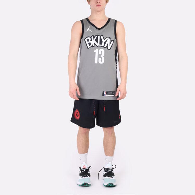 Jordan Vintage NBA 2020 Brooklyn Nets James Harden #13 Fan Jersey Men Tops Gray CV9469-002