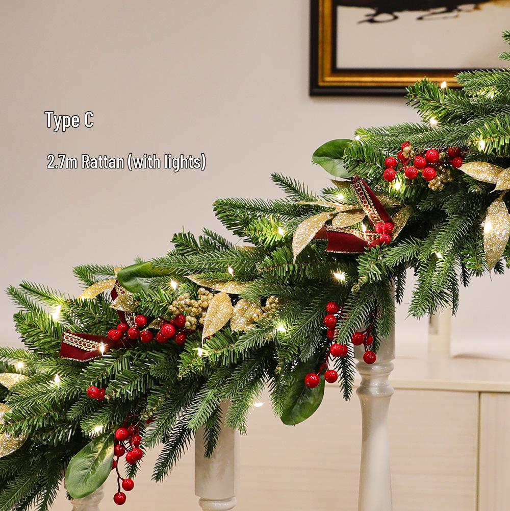 Rattan Christmas Wreath & Tree Set: 50/60/80CM Door Hanging & 2.7M Garland, Perfect for Holiday Window Décor