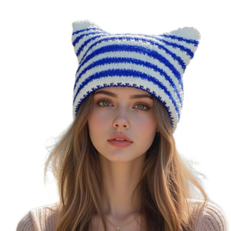 Little Devil Knitted Hat Women Autumn Winter Hat Lovely Ears Knitted Hat for Various Ages