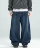 ZPLISH Balloon Wide Denim Pants Dark Blue
