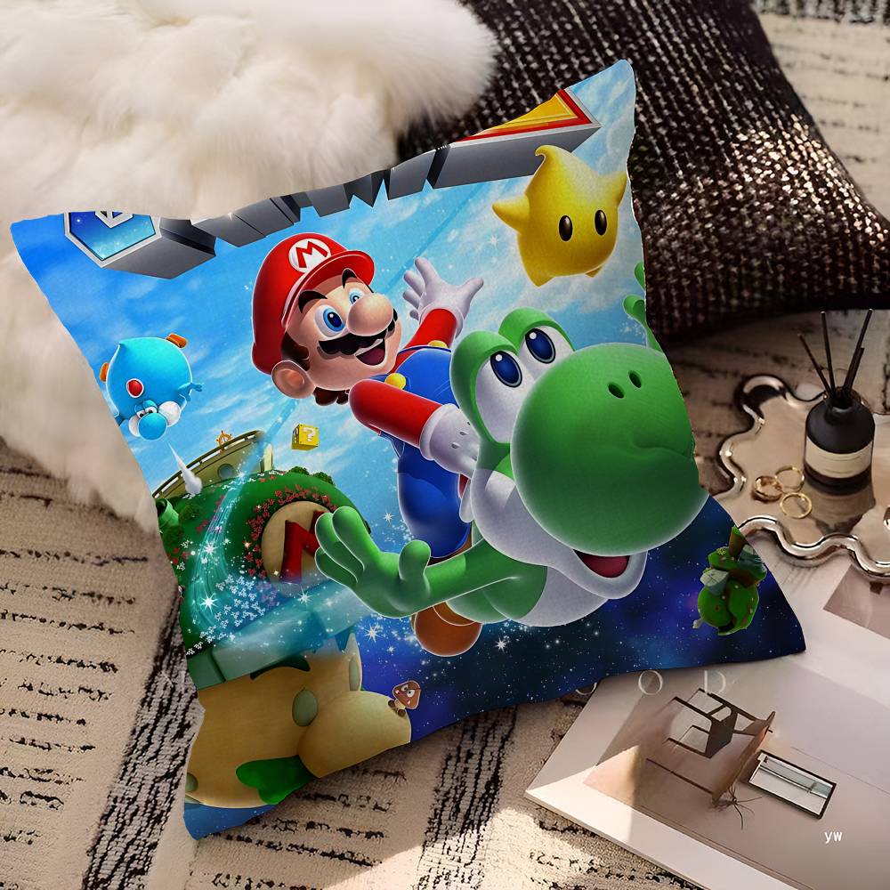 Capa de Almofada Desenho Animado Super M-Marios Fofa Fronha Sala de Estar Sofá Decoração de Casa Personalizado