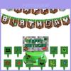 Decorações de Festa de Aniversário Minecraft Conjunto Feliz Aniversário com Balões e Banner