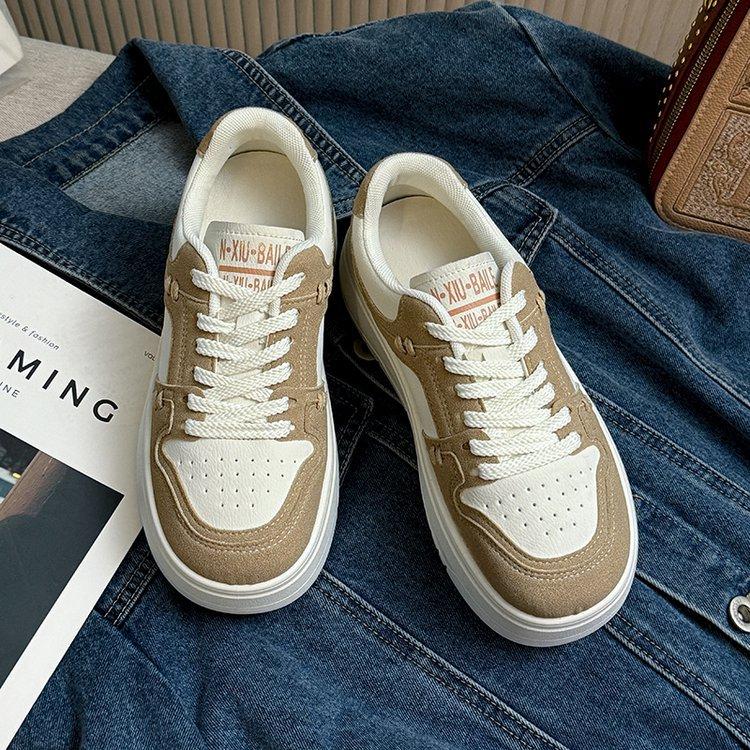 Platform white shoes women's 2025 new flat-soled single shoes fashionable versatile student board shoes wear-resistant casual sports shoes