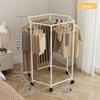 Stainless Steel  Wardrobe Organizer - Freestanding 6-Bar Clothes Rack with Wheels & Shelves, Space-Saving Design,Metal Frame