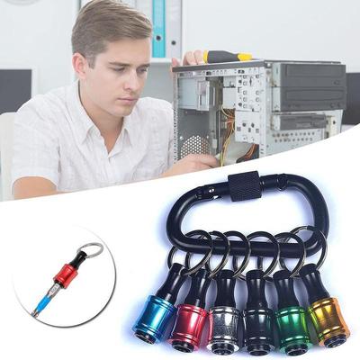 1/6 Stück 1/4-Zoll-Sechskantschaft-Schraubendreher-Bit-Halter, Verlängerungsstange, Bohrer-Schraubenadapter, Schnellspanner, einfacher Wechsel, Schlüsselanhänger, Bohrer-Chargenkopf