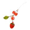 Lace Ribbon Keyring Cute Sweet Strawberry Pendant Keychain Colorful Beaded Phone Lanyard Multi-Functional Bags Accessories