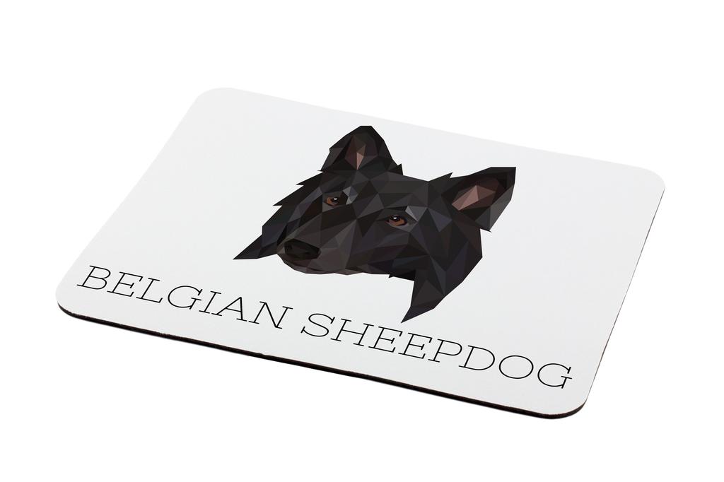 Belgian Shepherd Dog, Belgian Sheepdog – Geometric mouse pad with a picture and text | Art-Dog