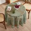 French Green Lace Tablecloth Round Mirror Flower Vine Pattern Living Room, Coffee Table, Dining Table Decoration Tablecloth CZB6