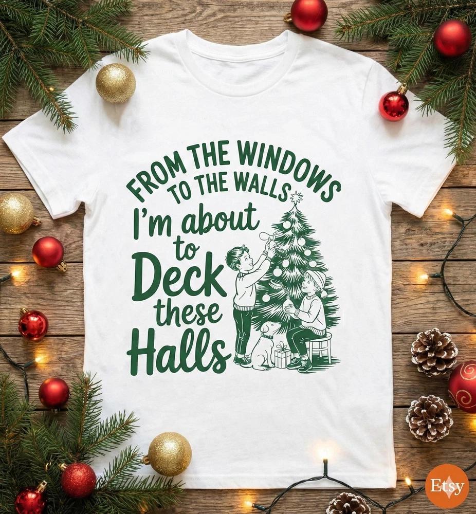 Funny Christmas Shirt  Deck These Halls Tee  Parody Holiday Shirt  Retro S