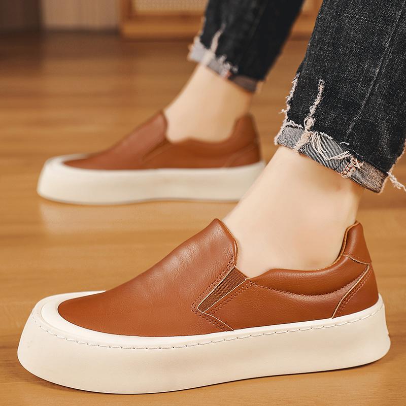 Classic Fashion Green Shoes for Men Comfortable Platform Leather Loafers Men Slip-on Casual Shoes Men 2024 Zapatos Para Hombres