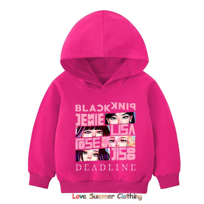 MINISO Kpop BP Jump 2025 Hoodie Roze Meisjes Band Kleding 4-14 Jaar Schattige Anime Grafische Trui Zomer Comfortabel Y2K Tops 160
