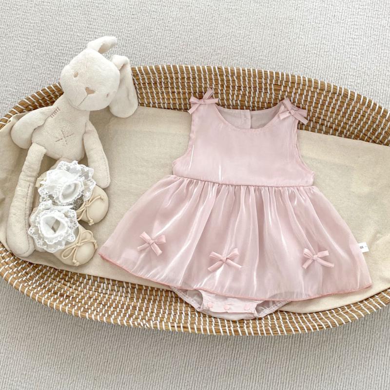 

Baby Girls Summer Sleeveless Floral Bow Bodysuit Dress 73cm