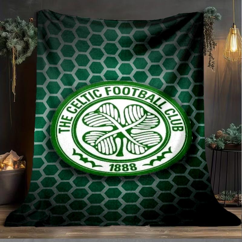 1pz Coperta Morbida in Flanella Stampata con Stemma del Celtic Football Club per Camera da Letto Adulti Soggiorno Divano Campeggio Viaggio Regali per Fan Regali di Natale