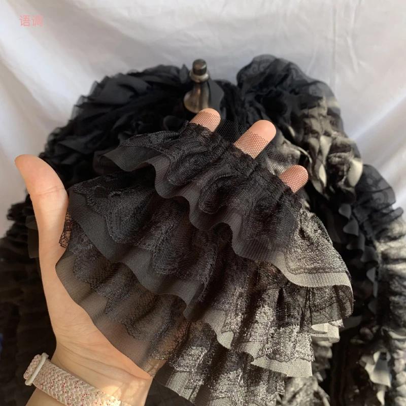 3-layer Lace Ruffle Trim 13cm Wide Mesh Fabric Lace for Lolita Dress Curtain Doll Clothes Sewing Deocr Accessories 3/5/10Meter
