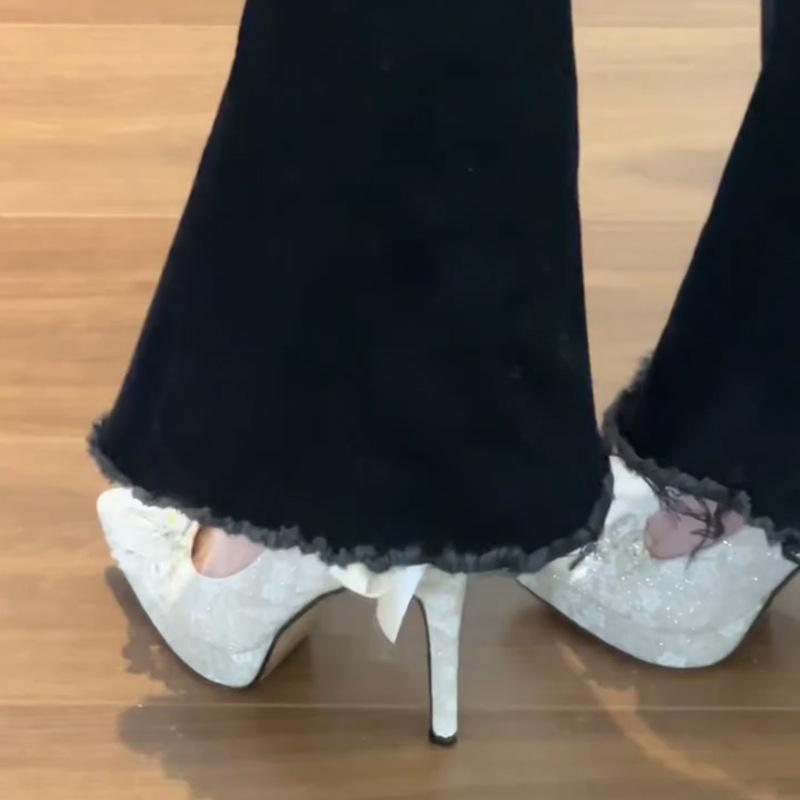 Royal sister sexy pure desire high heels women pointed head thin heel waterproof table single shoes temperament advanced not tired feet