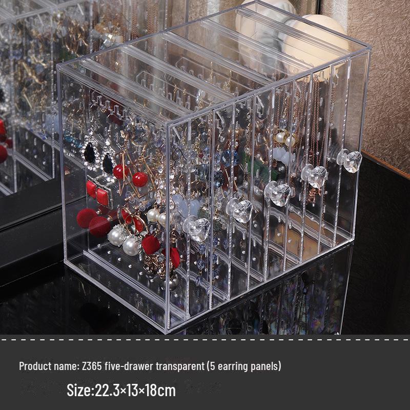 Dustproof Transparent Jewelry Display Stand - Desktop Earring and Necklace Storage Box