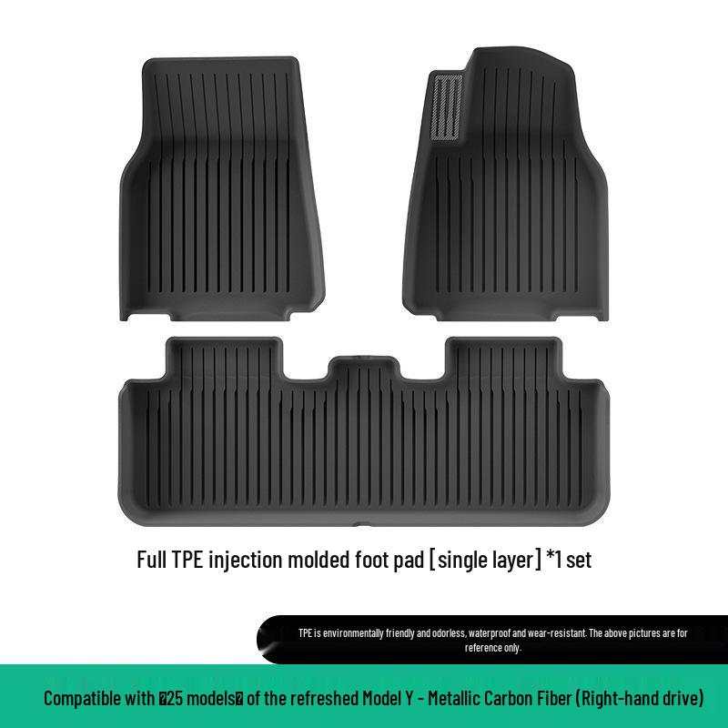 Eco-Friendly TPE Car Floor Mats for 2019-2025 Tesla Model Y, Left/Right Drive.