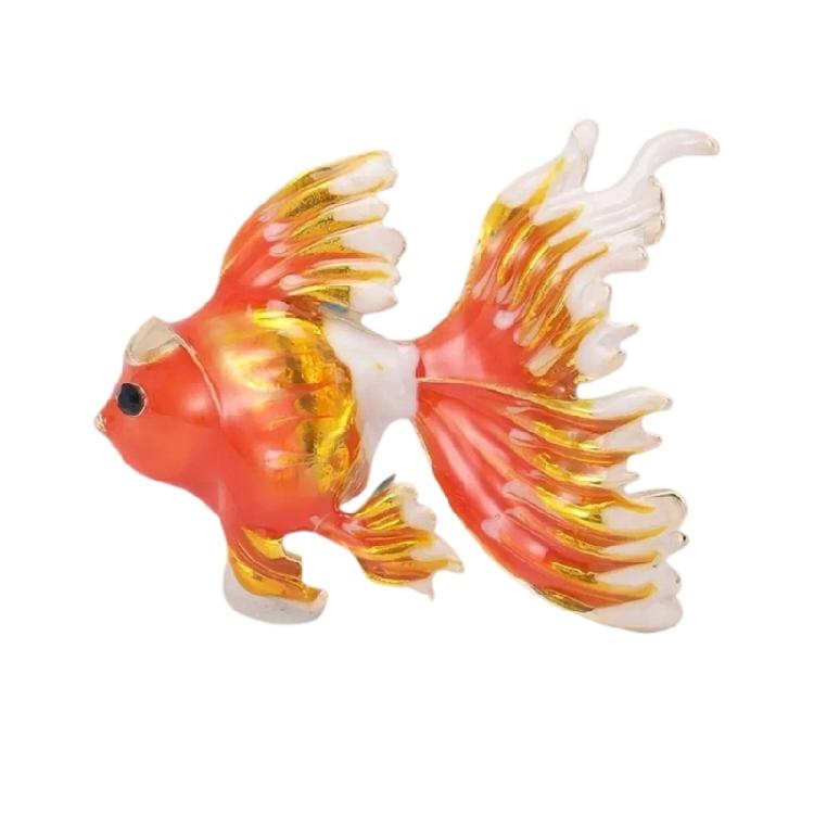 Goldfish Design Brooch Trendy Fish Pendant Lapel Pin Accessory Metal Enamel Detailing Clothing Accessories