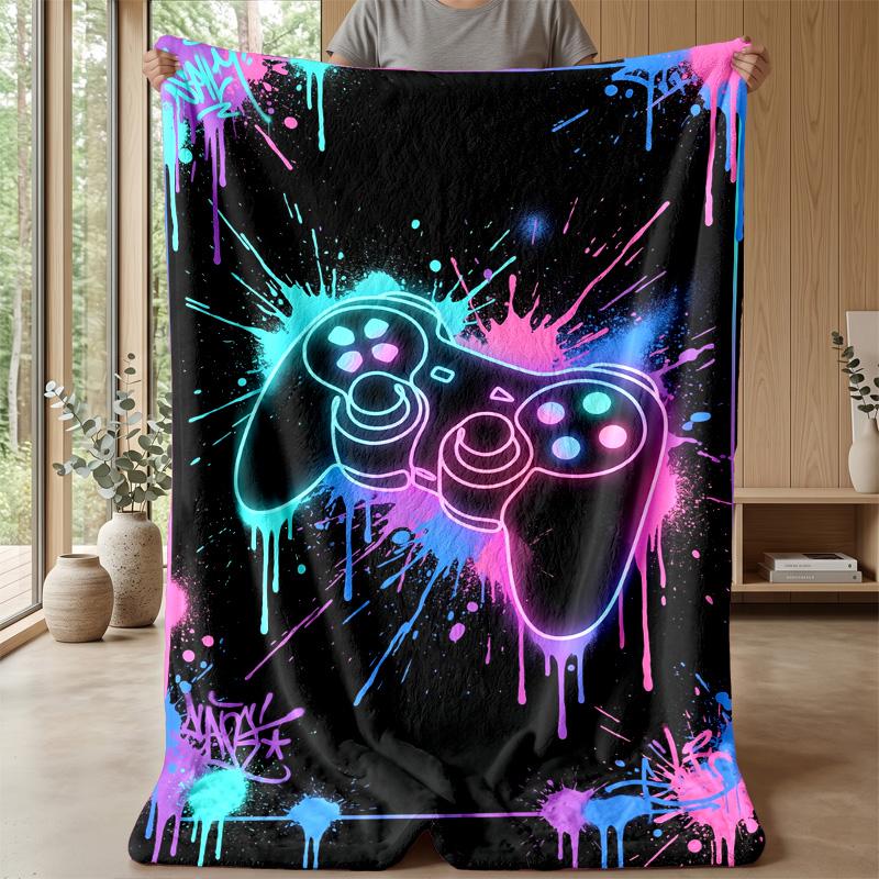 Neon Game Over Design Theme blanket Lightweight Warm Flannel Blanket Decorative Throw Blanket for Home Decoration